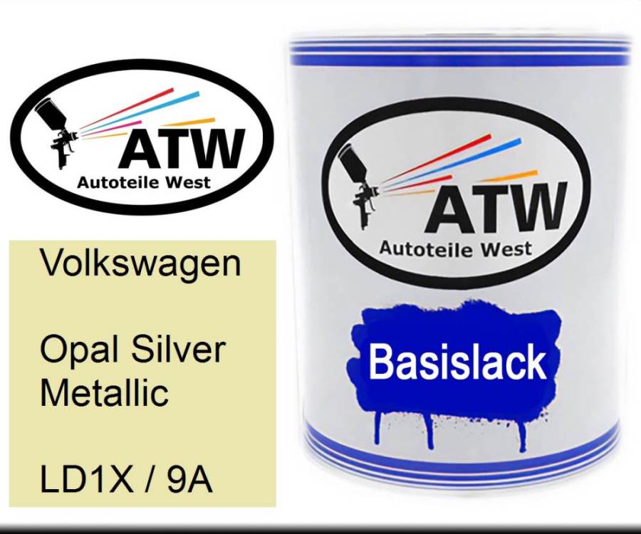 Volkswagen, Opal Silver Metallic, LD1X / 9A: 1L Lackdose, von ATW Autoteile West.